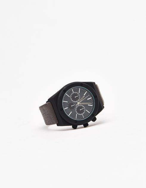 Watch with faux leather strap
